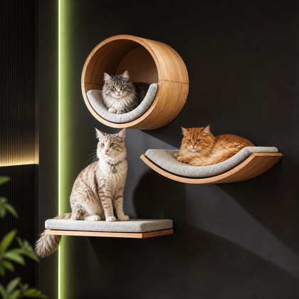 Wall-Mounted Wooden Cat Climbing Shelves
