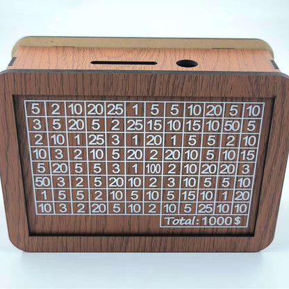 Wooden Piggy Bank with Money Counter