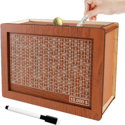 Wooden Piggy Bank with Money Counter