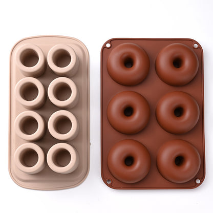 6-Hole 8-Hole Round Cake Silicone Mold Donut Mold Cookie Baking Tool