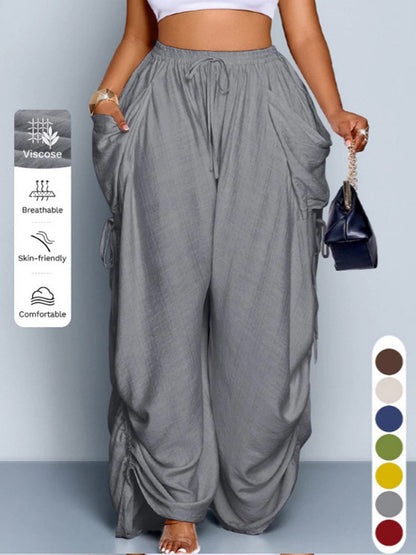 Women's High-Waist Linen Drawstring Pants