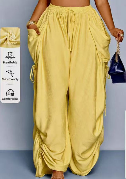 Women's High-Waist Linen Drawstring Pants