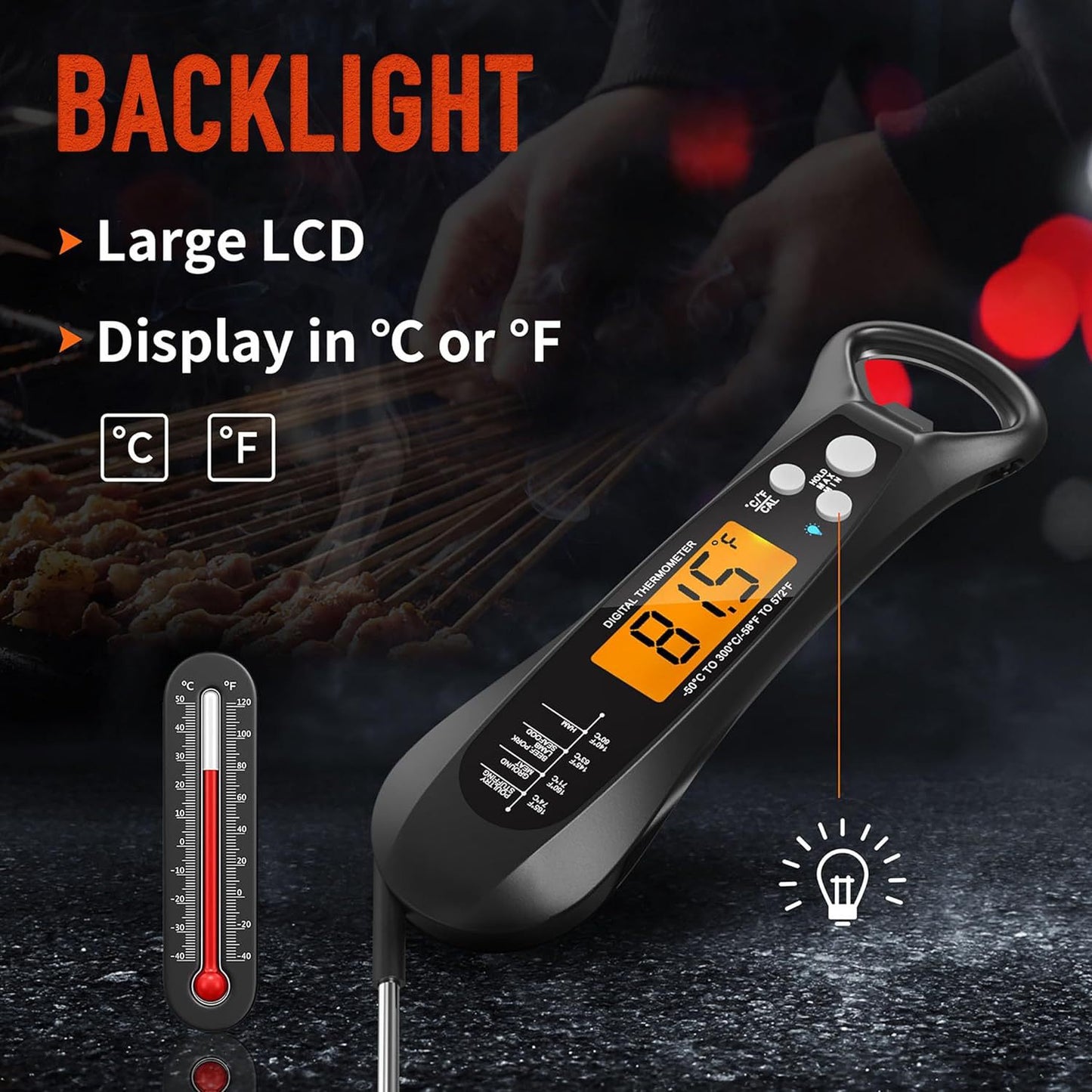 Digital Food Thermometer with Folding Probe