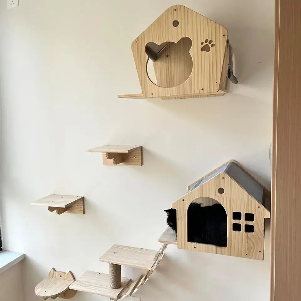 Wall-Mounted Wooden Cat Climbing Shelves — product image 7