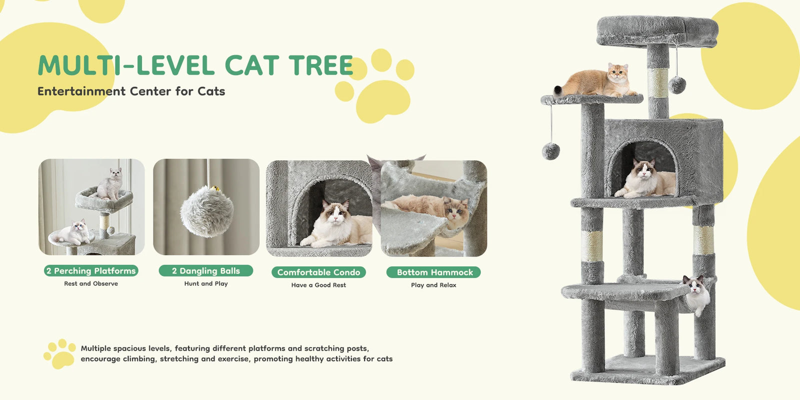 Tall Indoor Cat Tree for Multi-Cat Homes — product image 9