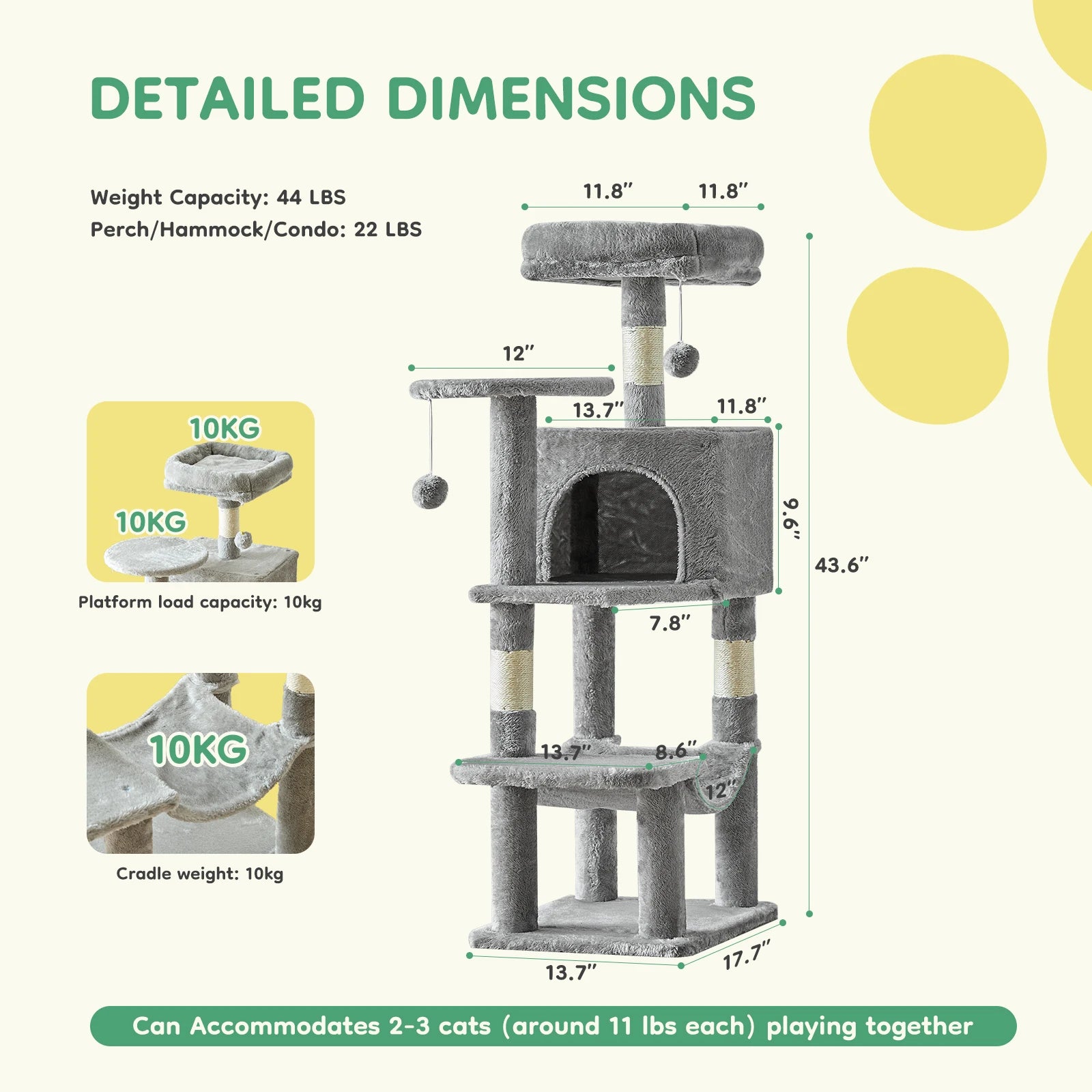 Tall Indoor Cat Tree for Multi-Cat Homes — product image 3