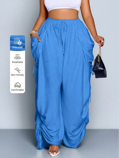 Women's High-Waist Linen Drawstring Pants