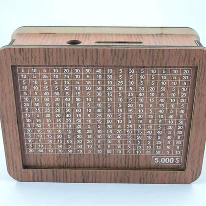 Wooden Piggy Bank with Money Counter