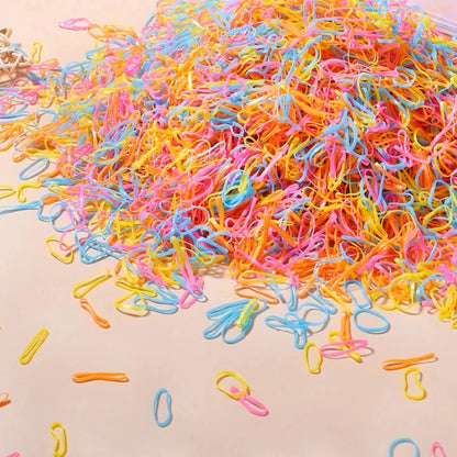 500/1000/2000pcs Girls Colourful Disposable Rubber Band Hair Ties Headband Children Ponytail Holder Bands Kids Hair Accessories
