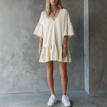 Womens Ruffled V-Neck Summer Dress