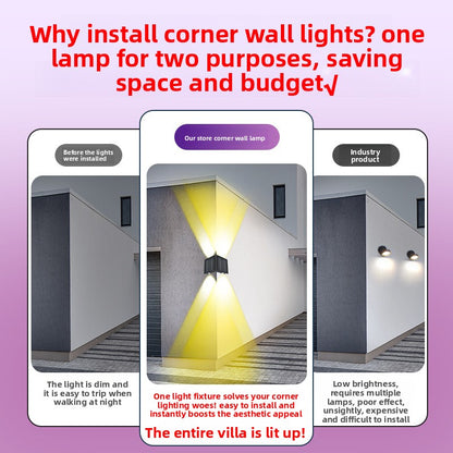 Solar Powered 90 Degree Corner Wall Light Outdoor Garden Lighting
