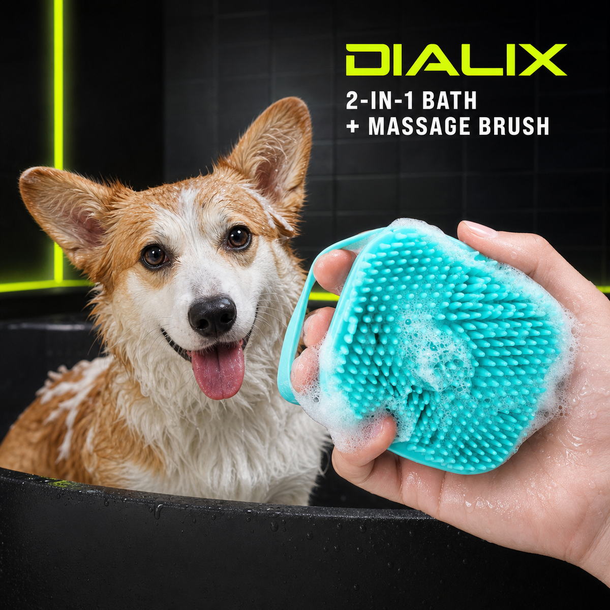 DIALIX 2-in-1 Dog Bath & Massage Brush — product image 1