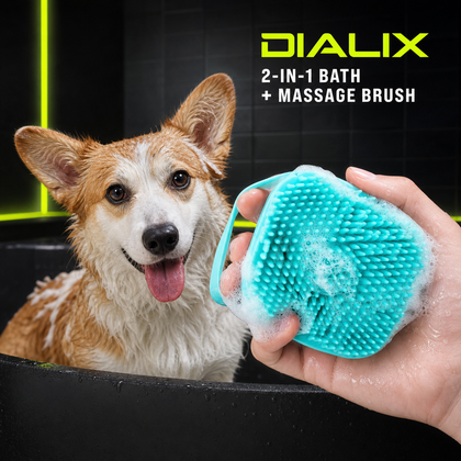 DIALIX 2-in-1 Dog Bath & Massage Brush