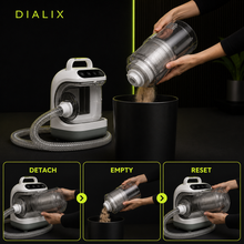 How to detach, empty and reset the 2.5L grooming vacuum dust cup