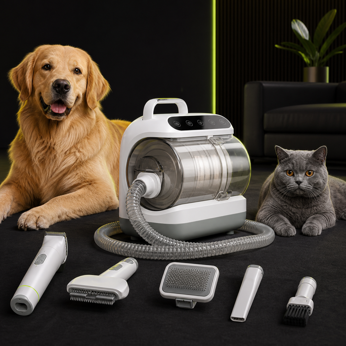 DIALIX FurFlow 5-in-1 pet grooming vacuum with dog, cat and grooming tools