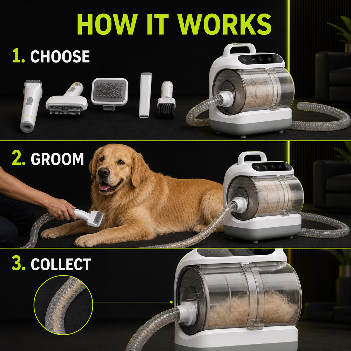 DIALIX FurFlow 5-in-1 Pet Grooming Vacuum for Dogs & Cats