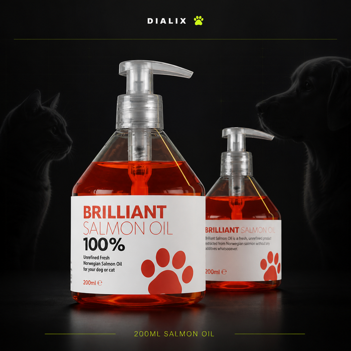 DIALIX 200ml salmon oil for dogs and cats with pump bottles