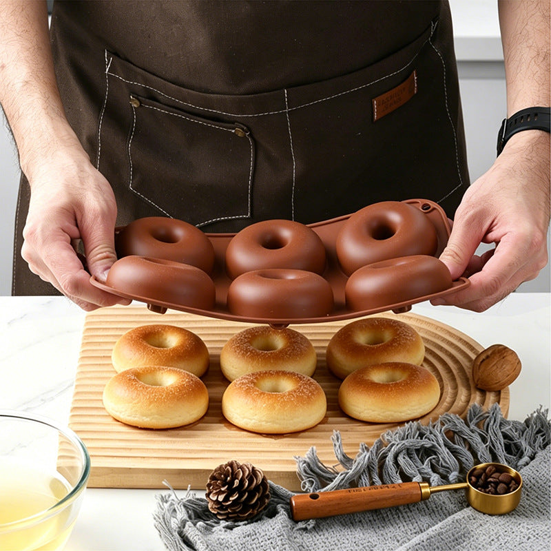 6-Hole 8-Hole Round Cake Silicone Mold Donut Mold Cookie Baking Tool