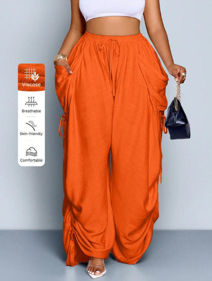 Women's High-Waist Linen Drawstring Pants