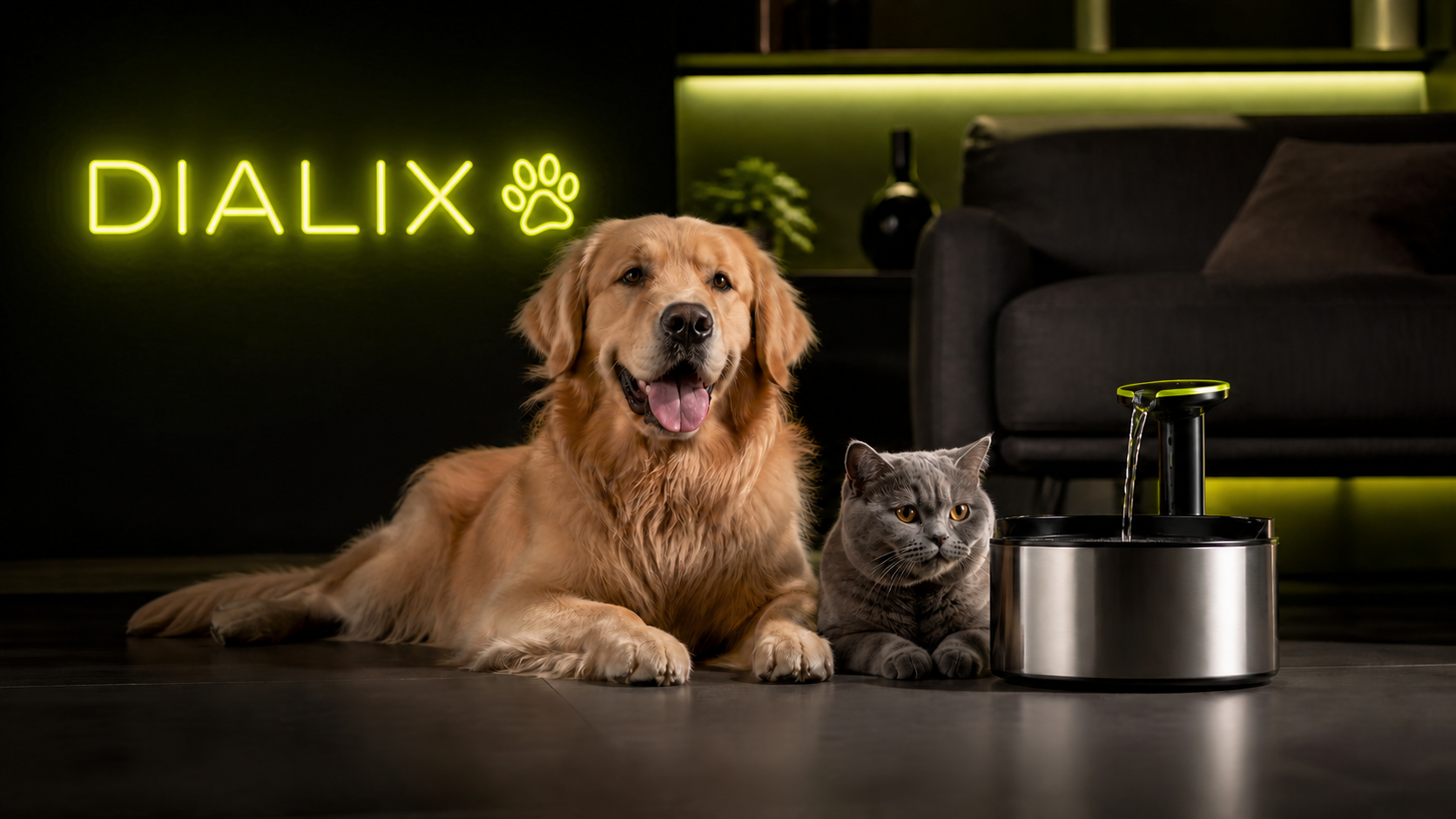 Cat and dog relaxing together at home