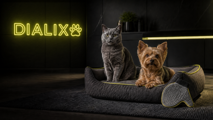 Cat and dog relaxing together at home